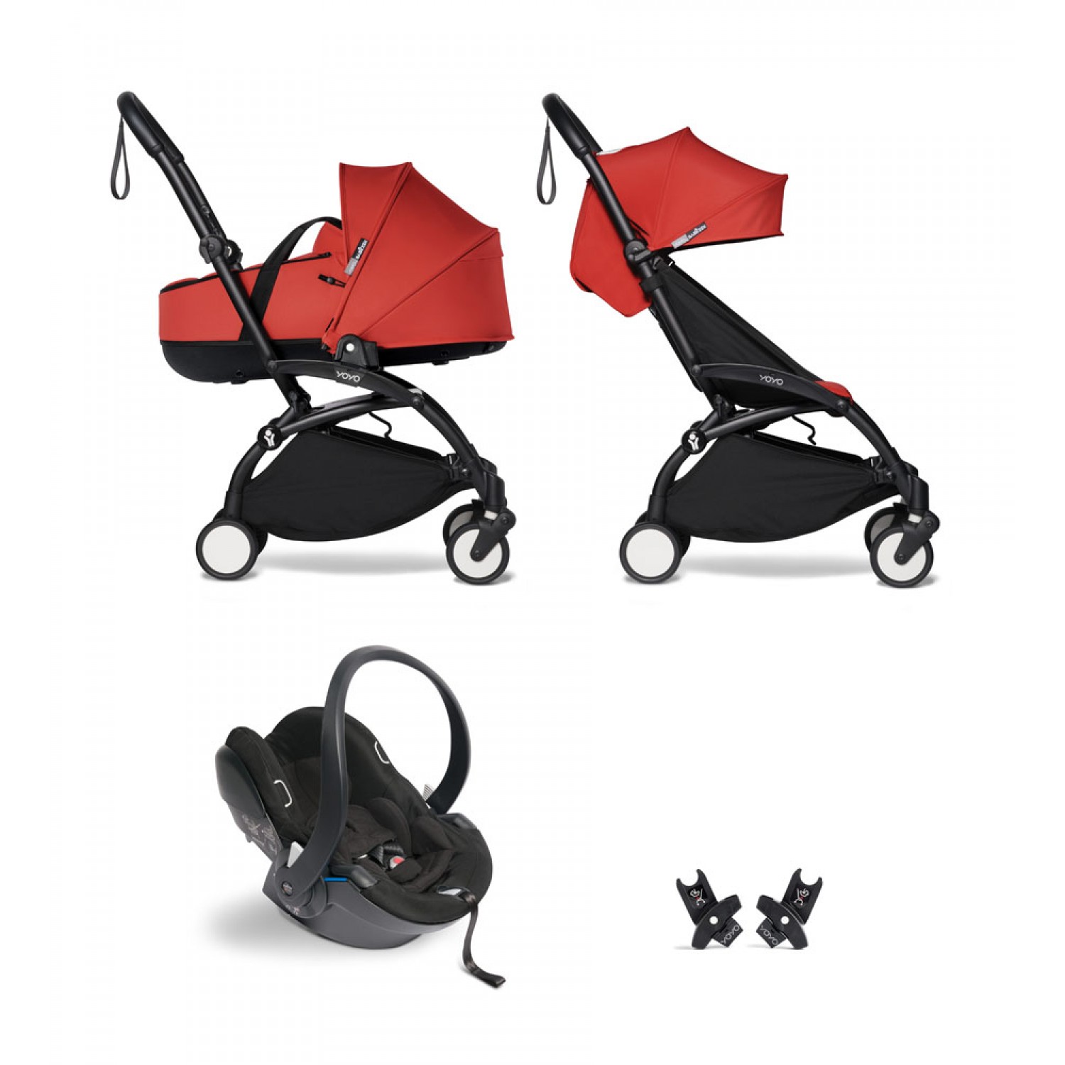 All-in-one BABYZEN stroller YOYO2 bassinet, car seat and 6+  Black Frame | Red
